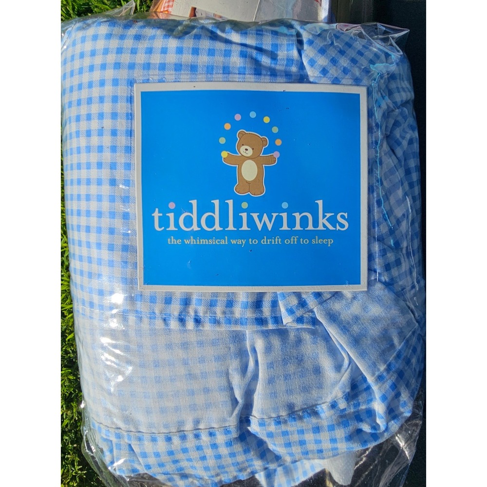 Tiddliwinks Blue White Gingham Check Travel Twin Dust Ruffle Bed Skirt 241144551